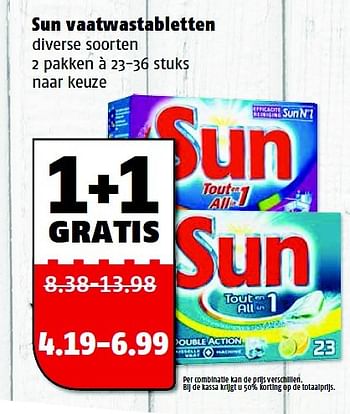 Aanbiedingen Sun vaatwastabletten - Sun - Geldig van 31/08/2015 tot 06/09/2015 bij Poiesz