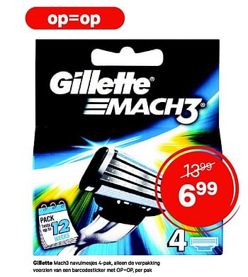 Aanbiedingen Gillette mach3 navulmesjes 4-pak, alleen de verpakking - Gillette - Geldig van 31/08/2015 tot 06/09/2015 bij Etos