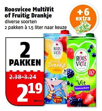 Aanbiedingen Roosvicee multivit of fruitig drankje - Roosvicee - Geldig van 31/08/2015 tot 06/09/2015 bij Poiesz