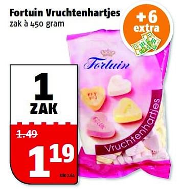 Aanbiedingen Fortuin vruchtenhartjes - Fortuin - Geldig van 31/08/2015 tot 06/09/2015 bij Poiesz