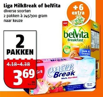 Aanbiedingen Liga milkbreak of belvita - Liga - Geldig van 31/08/2015 tot 06/09/2015 bij Poiesz