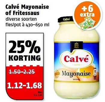 Aanbiedingen Calvé mayonaise of fritessaus - Calve - Geldig van 31/08/2015 tot 06/09/2015 bij Poiesz