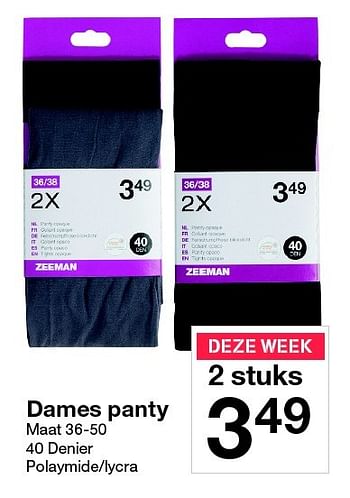 Aanbiedingen Dames panty - Huismerk - Zeeman  - Geldig van 05/09/2015 tot 11/09/2015 bij Zeeman