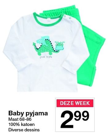 Aanbiedingen Baby pyjama - Huismerk - Zeeman  - Geldig van 05/09/2015 tot 11/09/2015 bij Zeeman