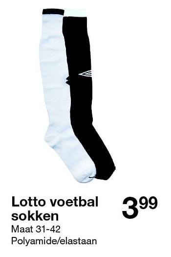 Aanbiedingen Lotto voetbal sokken - Lotto - Geldig van 08/09/2015 tot 14/11/2015 bij Zeeman
