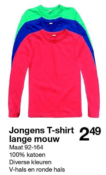 Aanbiedingen Jongens t-shirt lange mouw - Huismerk - Zeeman  - Geldig van 08/09/2015 tot 14/11/2015 bij Zeeman