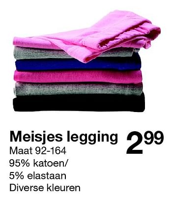 Aanbiedingen Meisjes legging - Huismerk - Zeeman  - Geldig van 08/09/2015 tot 14/11/2015 bij Zeeman