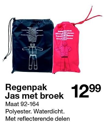 Aanbiedingen Regenpak jas met broek - Huismerk - Zeeman  - Geldig van 08/09/2015 tot 14/11/2015 bij Zeeman