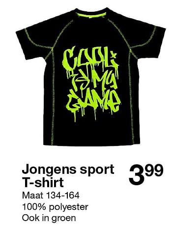 Aanbiedingen Jongens sport t-shirt - Huismerk - Zeeman  - Geldig van 08/09/2015 tot 14/11/2015 bij Zeeman