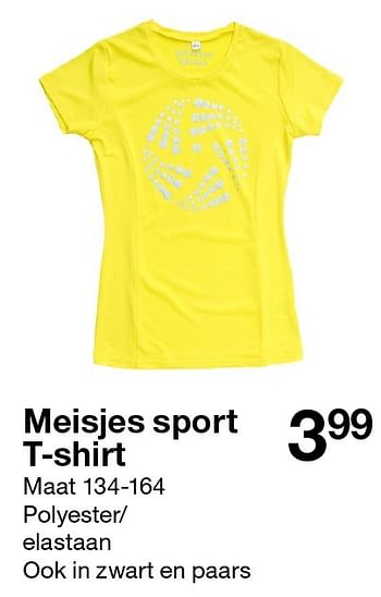 Aanbiedingen Meisjes sport t-shirt - Huismerk - Zeeman  - Geldig van 08/09/2015 tot 14/11/2015 bij Zeeman