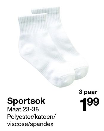 Aanbiedingen Sportsok - Huismerk - Zeeman  - Geldig van 08/09/2015 tot 14/11/2015 bij Zeeman