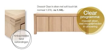 Aanbiedingen Dressoir clear in eiken met soft touch lak normaal - Huismerk - Goossens - Geldig van 29/08/2015 tot 20/09/2015 bij Goossens Wonen & Slapen