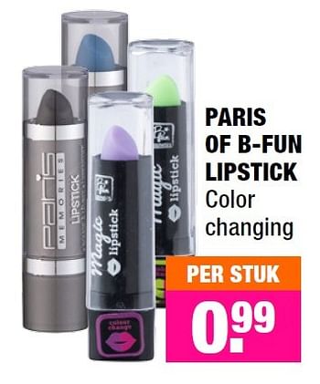 Aanbiedingen Paris of b-fun lipstick - Huismerk - Big Bazar - Geldig van 07/09/2015 tot 20/09/2015 bij Big Bazar
