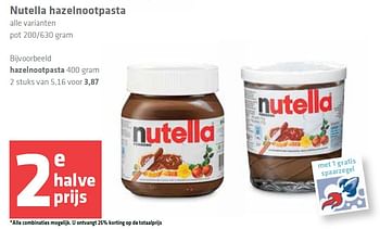 Aanbiedingen Hazelnootpasta - Nutella - Geldig van 10/09/2015 tot 16/09/2015 bij Spar