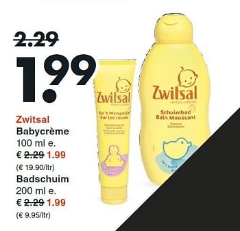 Aanbiedingen Zwitsal babycrème - Zwitsal - Geldig van 07/09/2015 tot 19/09/2015 bij Wibra