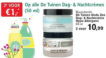 Aanbiedingen De tuinen dode zee dag- + nachtcrème hypo-allergeen - Huismerk - De Tuinen - Geldig van 31/08/2015 tot 27/09/2015 bij De Tuinen