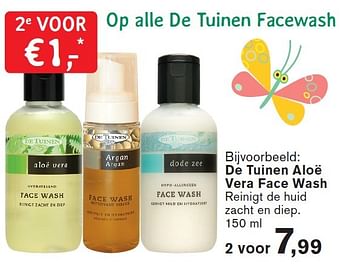 Aanbiedingen De tuinen aloë vera face wash - Huismerk - De Tuinen - Geldig van 31/08/2015 tot 27/09/2015 bij De Tuinen