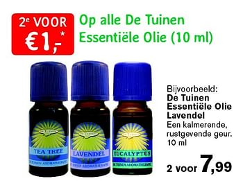 Aanbiedingen De tuinen essentiële olie lavendel - Huismerk - De Tuinen - Geldig van 31/08/2015 tot 27/09/2015 bij De Tuinen