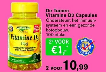 Aanbiedingen De tuinen vitamine d3 capsules - Huismerk - De Tuinen - Geldig van 31/08/2015 tot 27/09/2015 bij De Tuinen