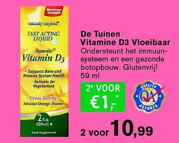 Aanbiedingen De tuinen vitamine d3 vloeibaar - Huismerk - De Tuinen - Geldig van 31/08/2015 tot 27/09/2015 bij De Tuinen