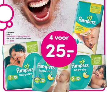 Aanbiedingen 4x baby dry maxi plus - Pampers - Geldig van 30/08/2015 tot 30/09/2015 bij da