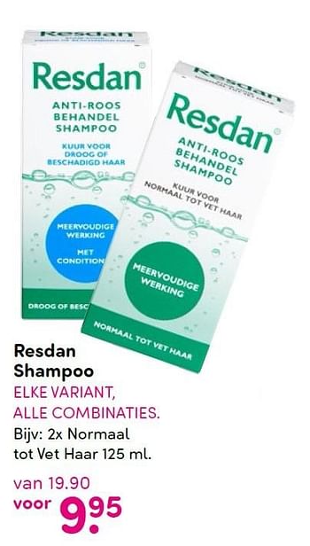 Aanbiedingen Resdan shampoo - Resdan - Geldig van 30/08/2015 tot 30/09/2015 bij da