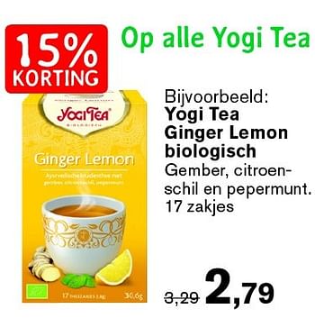 Aanbiedingen Yogi tea ginger lemon biologisch - Yogi Tea - Geldig van 31/08/2015 tot 27/09/2015 bij De Tuinen