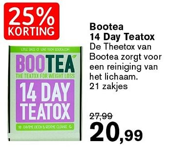 Aanbiedingen Bootea 14 day teatox - Bootea - Geldig van 31/08/2015 tot 27/09/2015 bij De Tuinen