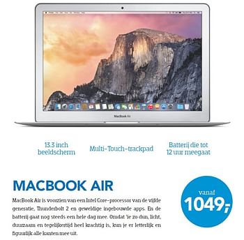 Aanbiedingen Macbook air - Apple - Geldig van 01/09/2015 tot 30/09/2015 bij Coolblue