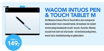 Aanbiedingen Wacom intuos pen + touch tablet m - Wacom - Geldig van 01/09/2015 tot 30/09/2015 bij Coolblue