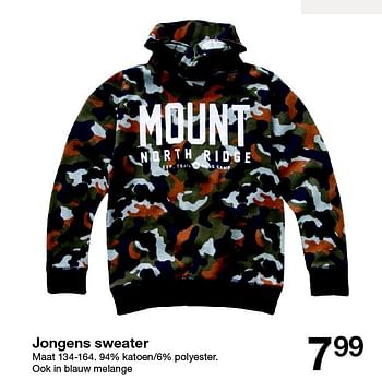 Aanbiedingen Jongens sweater - Huismerk - Zeeman  - Geldig van 12/09/2015 tot 18/09/2015 bij Zeeman
