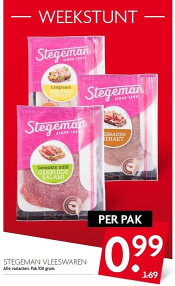 Aanbiedingen Stegeman vleeswaren - Stegeman - Geldig van 13/09/2015 tot 19/09/2015 bij Deka Markt