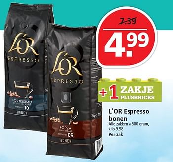 Aanbiedingen L`or espresso bonen - L'Or Espresso - Geldig van 13/09/2015 tot 19/09/2015 bij Plus