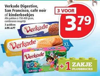 Aanbiedingen Verkade digestive, san francisco, café noir of kinderkoekjes - Verkade - Geldig van 13/09/2015 tot 19/09/2015 bij Plus