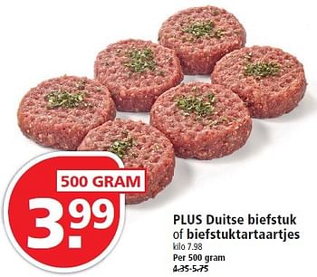 Aanbiedingen Plus duitse biefstuk of biefstuktartaartjes - Huismerk - Plus - Geldig van 13/09/2015 tot 19/09/2015 bij Plus