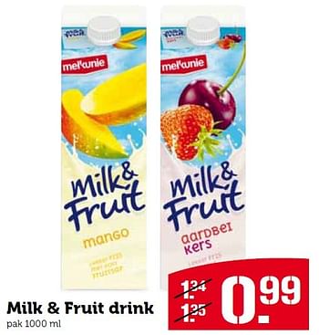 Aanbiedingen Milk + fruit drink - Melkunie - Geldig van 14/09/2015 tot 20/09/2015 bij Coop