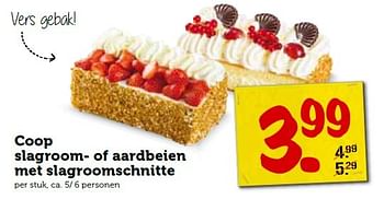 Aanbiedingen Coop slagroom of aardbeien met slagroomschnitte - Huismerk - Coop - Geldig van 14/09/2015 tot 20/09/2015 bij Coop