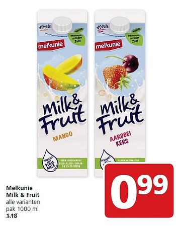 Aanbiedingen Melkunie milk + fruit - Melkunie - Geldig van 14/09/2015 tot 20/09/2015 bij Jan Linders