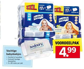 Aanbiedingen Vochtige babydoekjes - Toujours - Geldig van 14/09/2015 tot 20/09/2015 bij Lidl