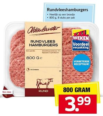 Aanbiedingen Rundvleeshamburgers - Oldenlander - Geldig van 14/09/2015 tot 20/09/2015 bij Lidl