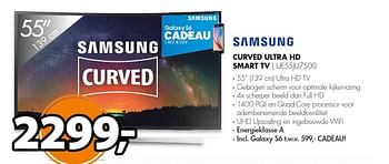 Aanbiedingen Samsung curved ultra hd smart tv ue55ju7500 - Samsung - Geldig van 14/09/2015 tot 20/09/2015 bij Expert