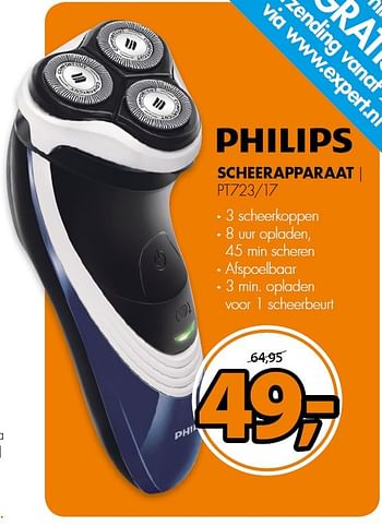 Aanbiedingen Philips scheerapparaat pt723-17 - Philips - Geldig van 14/09/2015 tot 20/09/2015 bij Expert