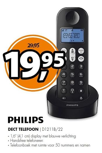Aanbiedingen Philips dect telefoon d1211b-22 - Philips - Geldig van 14/09/2015 tot 20/09/2015 bij Expert