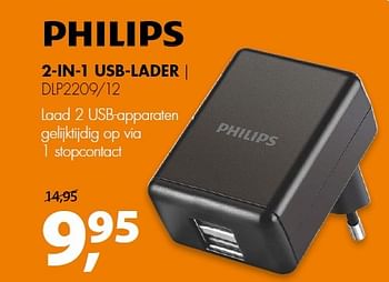 Aanbiedingen Philips 2-in-1 usb-lader dlp2209-12 - Philips - Geldig van 14/09/2015 tot 20/09/2015 bij Expert