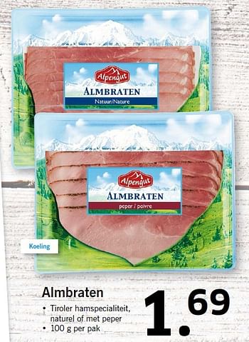 Aanbiedingen Almbraten - Alpengut - Geldig van 14/09/2015 tot 20/09/2015 bij Lidl