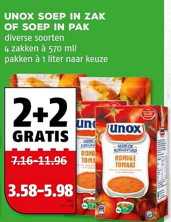 Aanbiedingen Unox soep in zak of soep in pak - Unox - Geldig van 14/09/2015 tot 20/09/2015 bij Poiesz