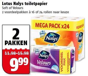 Aanbiedingen Lotus nalys toiletpapier soft of velours - Lotus Nalys - Geldig van 14/09/2015 tot 20/09/2015 bij Poiesz
