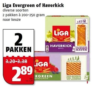 Aanbiedingen Liga evergreen of haverkick - Liga - Geldig van 14/09/2015 tot 20/09/2015 bij Poiesz