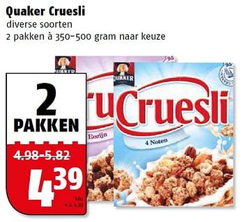 Aanbiedingen Quaker cruesli - Quaker - Geldig van 14/09/2015 tot 20/09/2015 bij Poiesz