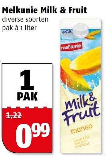 Aanbiedingen Melkunie milk + fruit - Melkunie - Geldig van 14/09/2015 tot 20/09/2015 bij Poiesz
